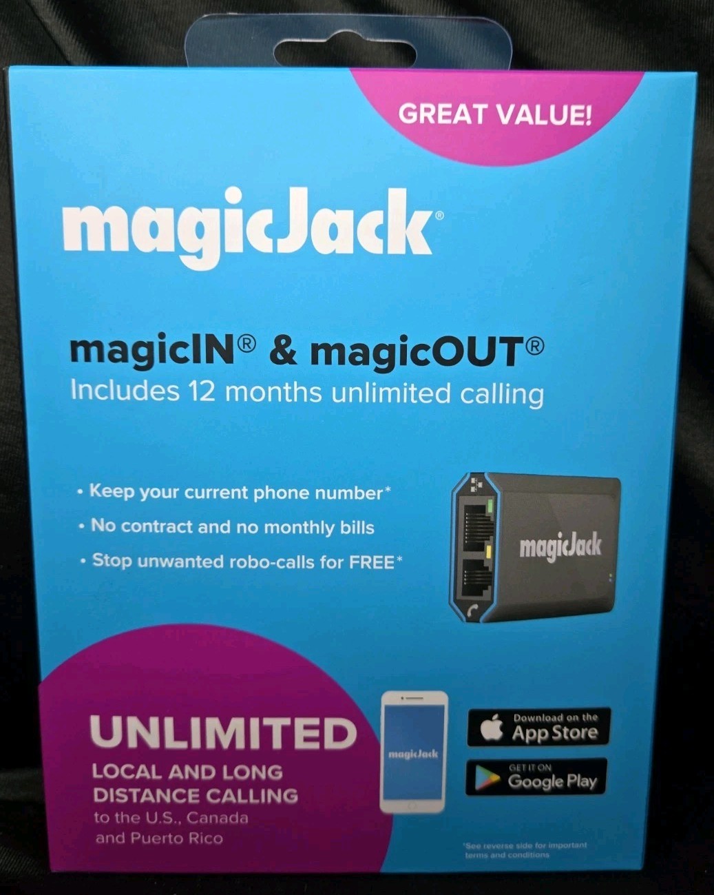 NEW SEALED MagicJack VOIP Adapter – Unlimited US & Canada Calls No Monthly Fees