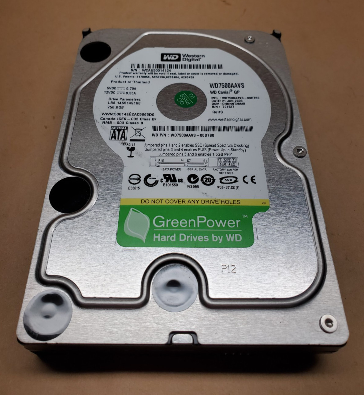 750GB Western Digital WD7500AAVS-00D7B0 3.5″ HDD | Tested