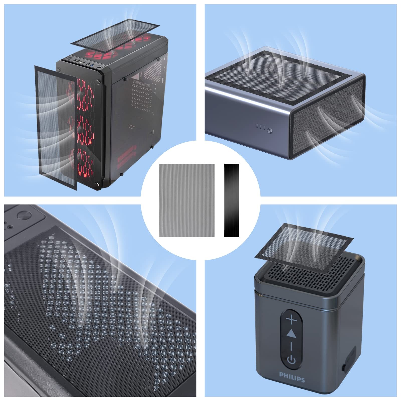PC Case Dust Filter 400x300mm, 2 Pack Magnetic PVC Mesh Cover