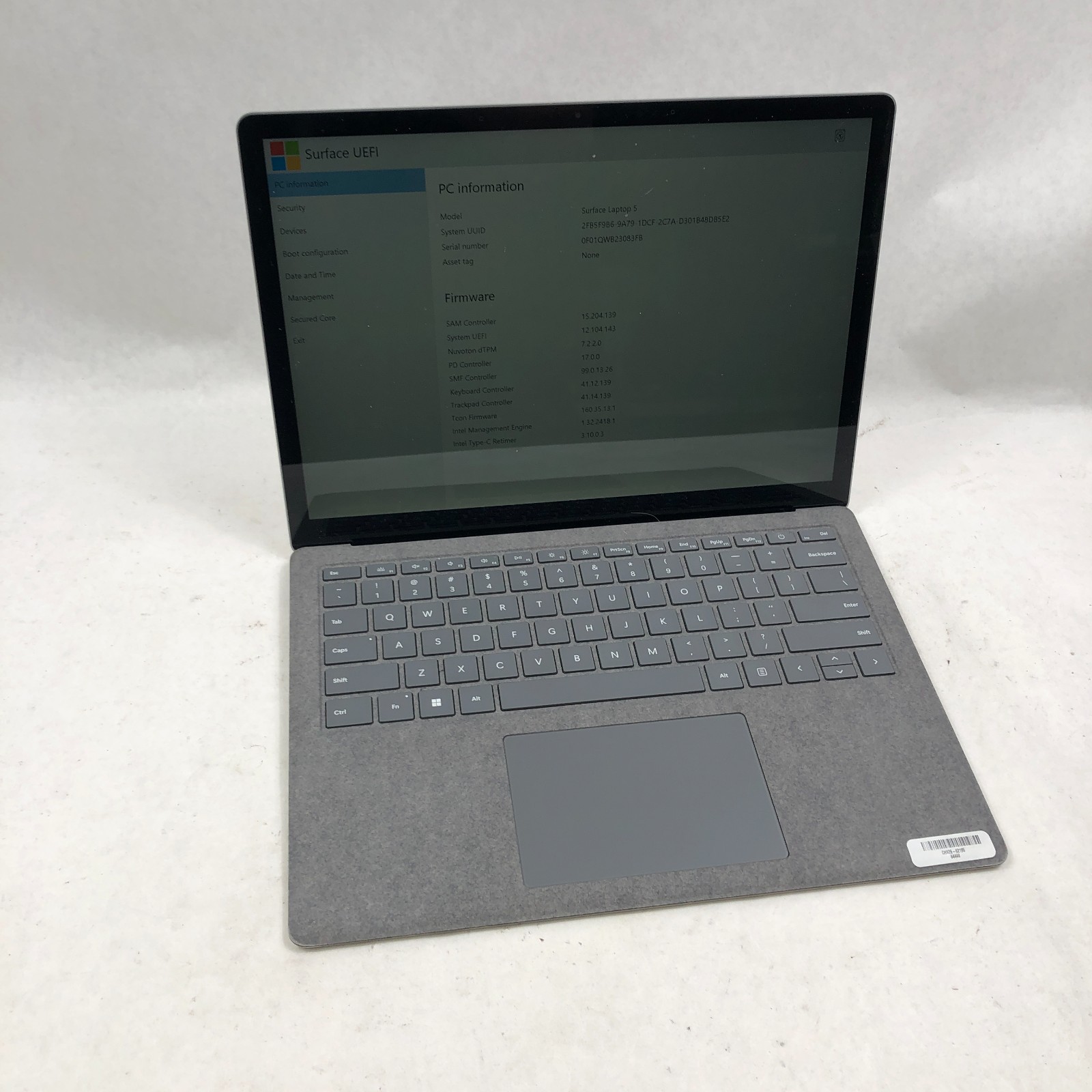 Microsoft Surface Laptop 5 Intel Core i7-1265U 2.7GHz 16GB RAM 256GB SSD No OS