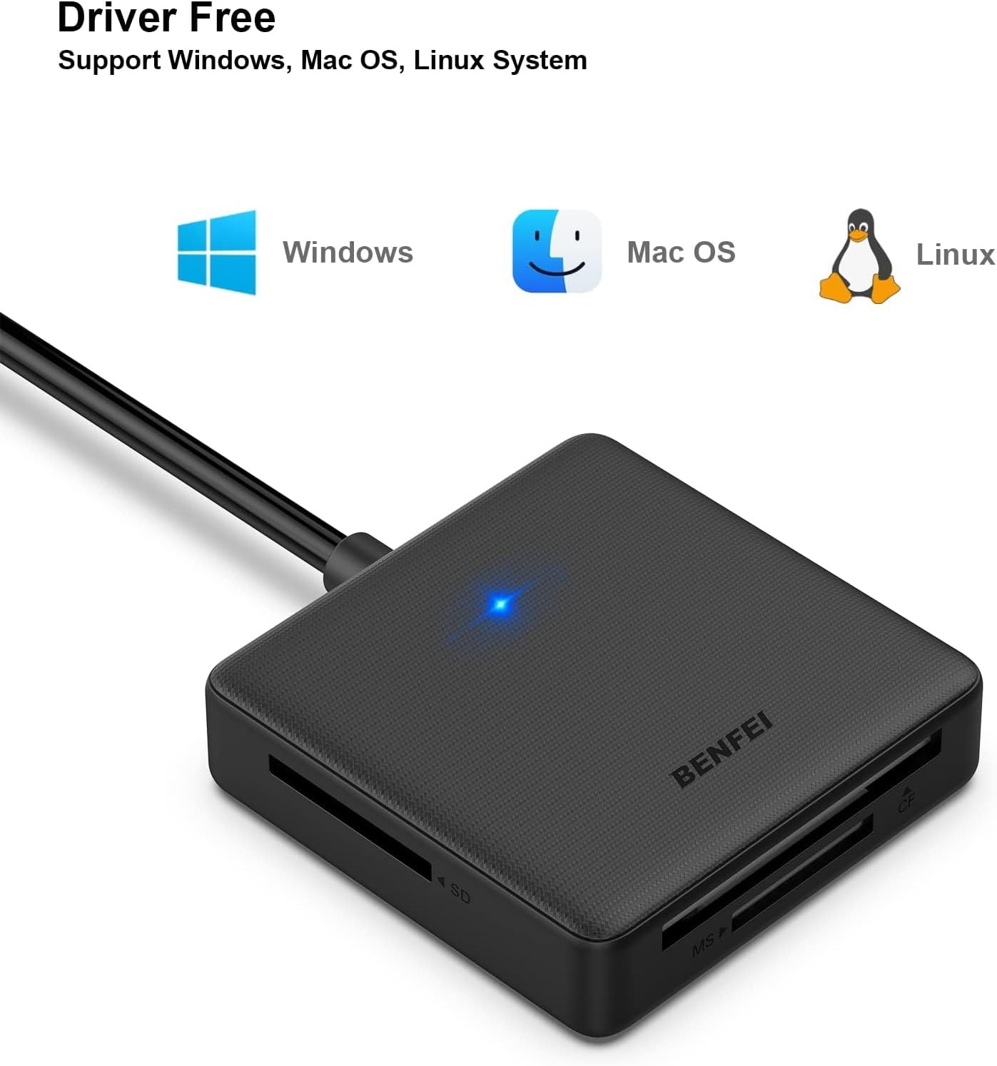 Memory Card Reader 4In1 USB 3.0 and USB-C to SD Micro SD MS CF Card Reader