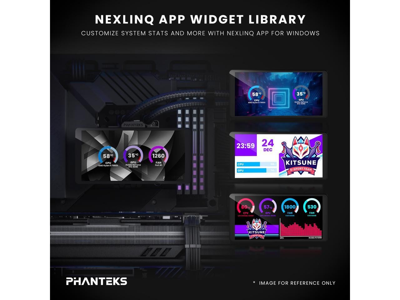 Phanteks Glacier One 360M25-LCD AIO Liquid CPU Cooler, 6″ IPS LCD HD Display, 12