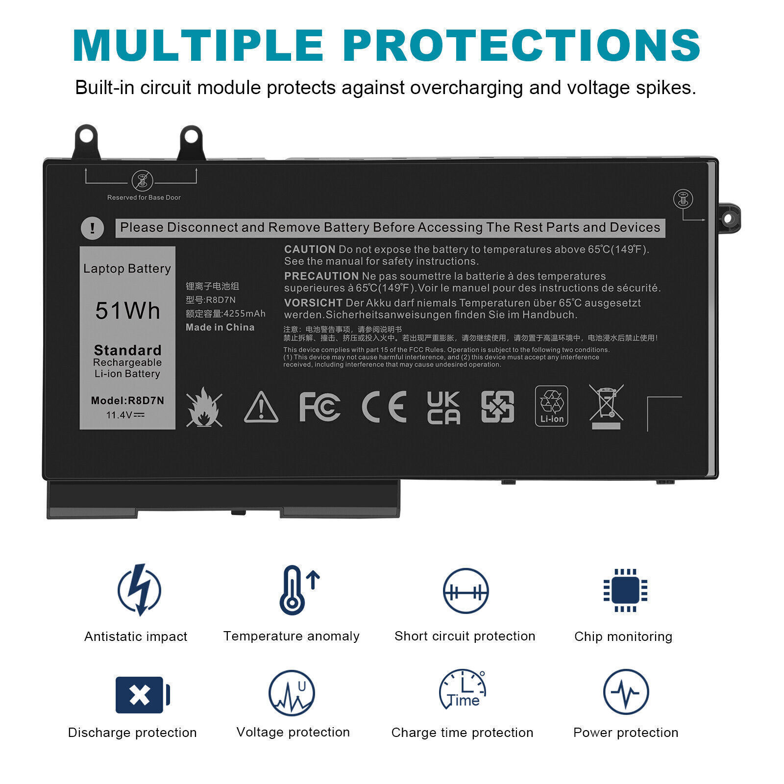 1V1XF 51Wh Battery Replacement for DELL Precision 3540 3550 Latitude 5400 R8D7N