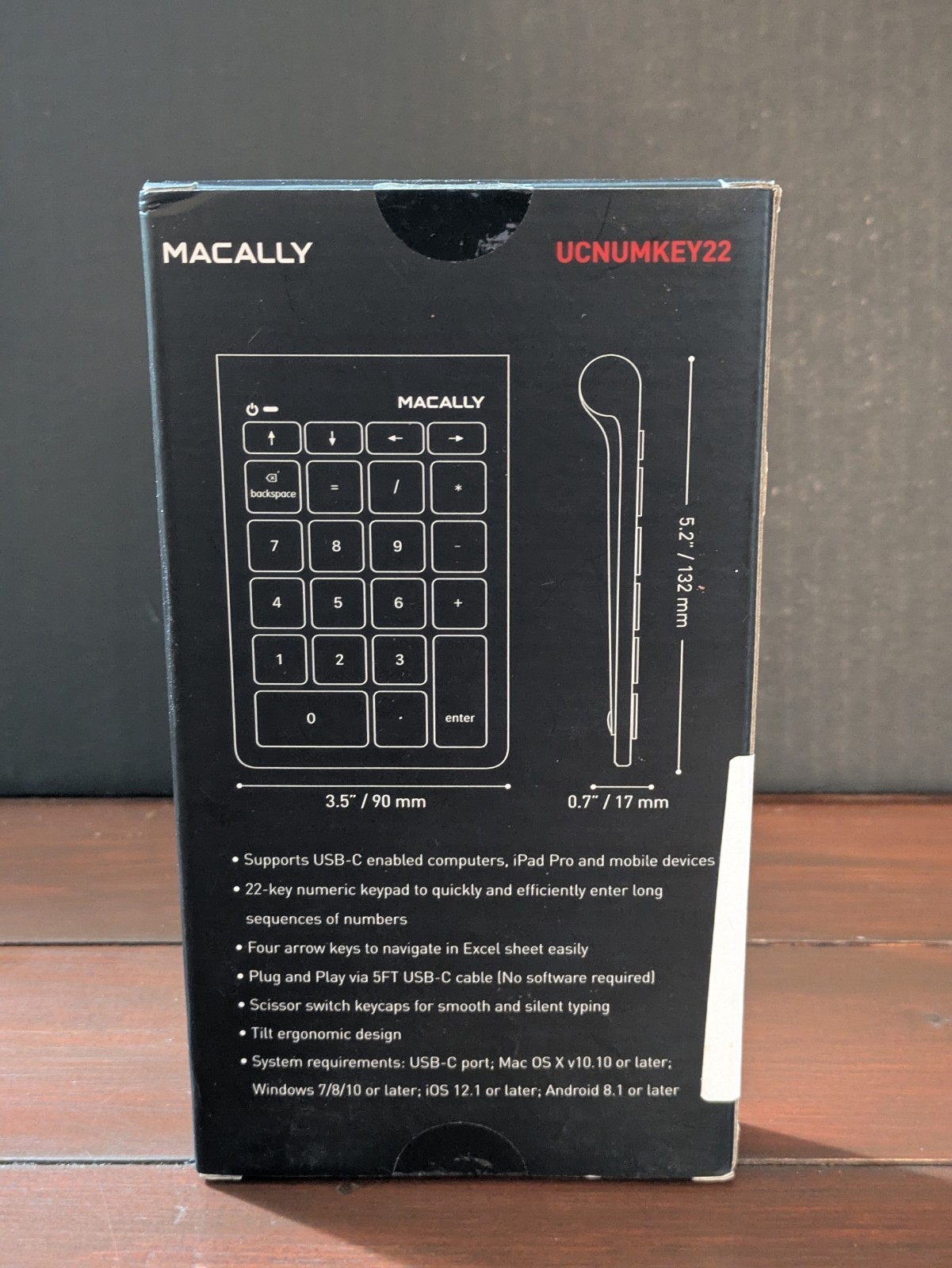 Macally Wired USB C 22 Numeric Keypad (UCNUMKEY22) for MAC Windows iOS Android