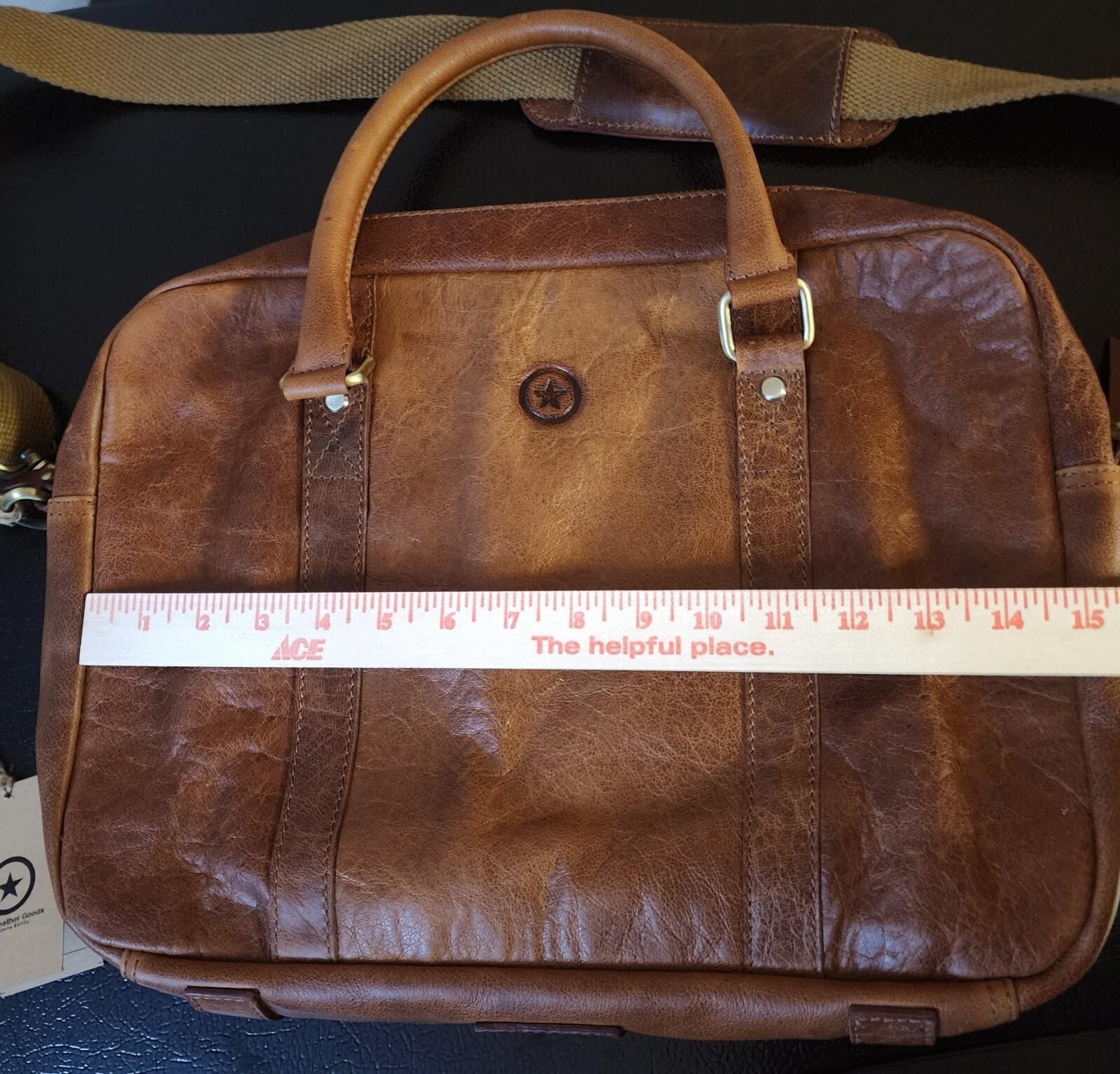 Aaron Brown Distressed Leather Messenger, Laptop, Office, School Bag 15″ NWT