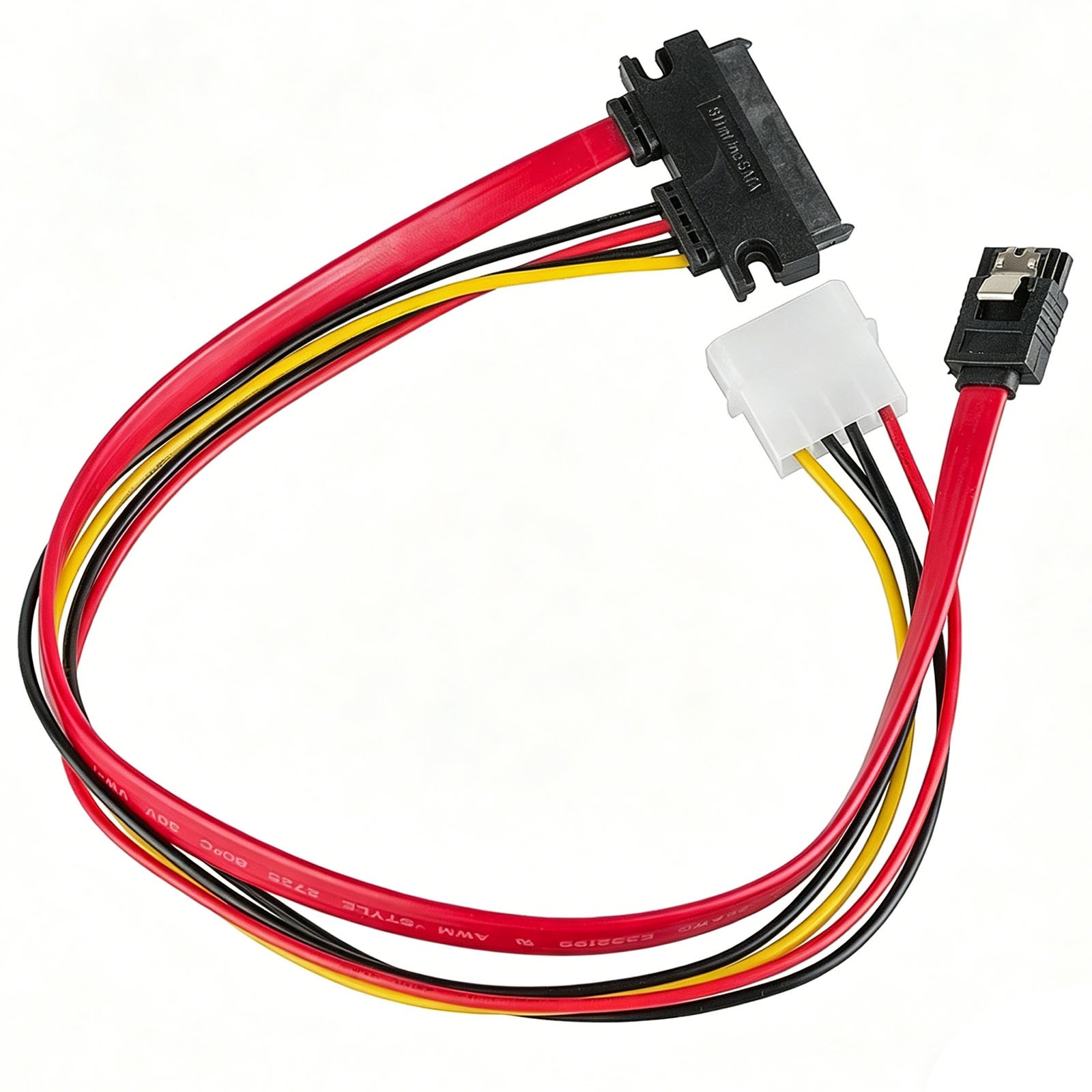 2-Pack 22Pin SATA 7+15 Combo Data and Power Extension Cable for HDD SSD