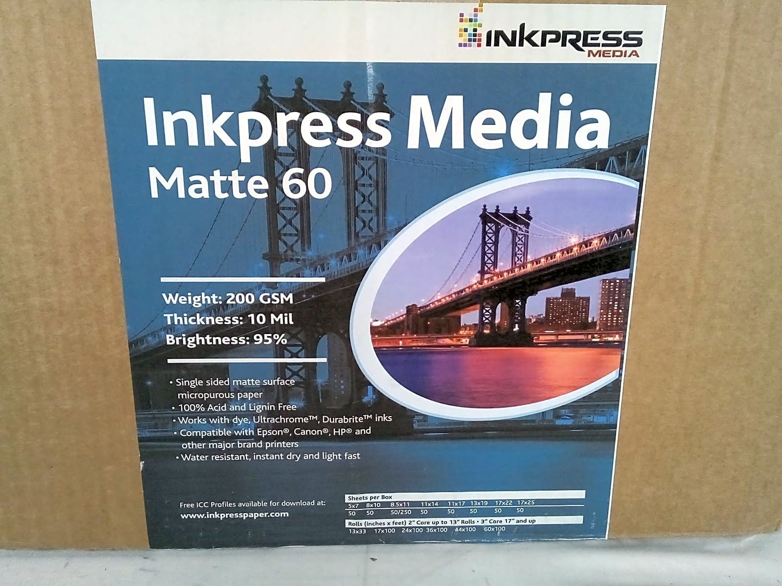 Inkpress Media Matte 60 Inkjet Paper 13 x 19 in 50 Sheets PP60131950