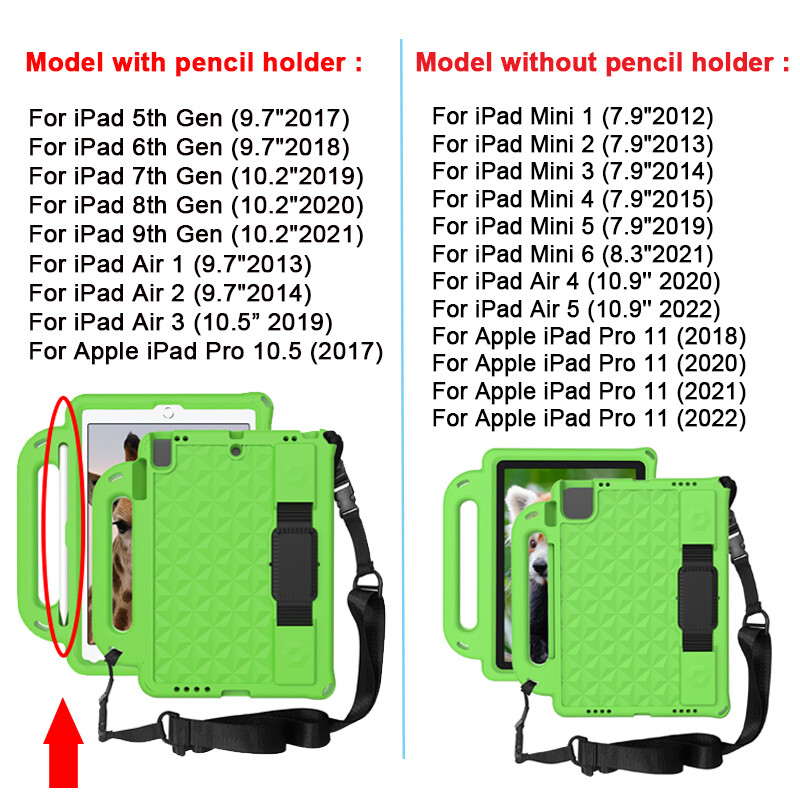 Shockproof Case With Shoulder Strap Cover For iPad 5th 6th 7th 8th 9th Gen Mini