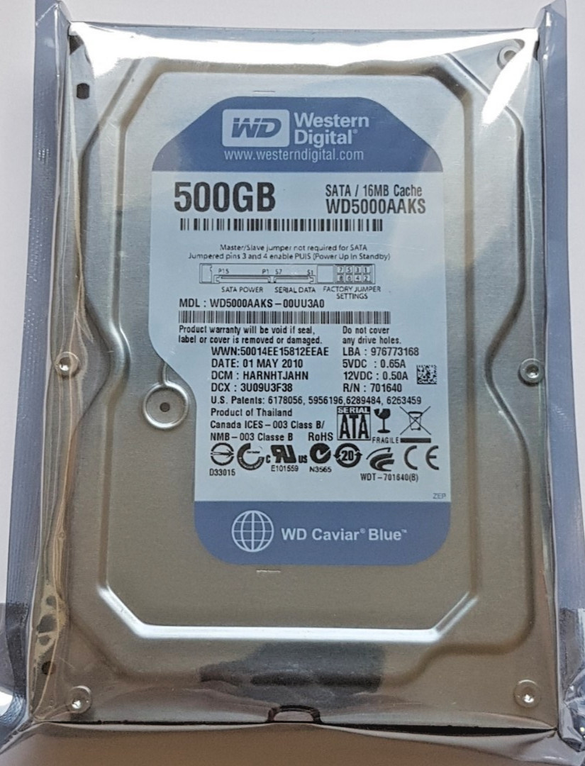 500 GB SATA Western Digital WD5000AAKS-00UU3A0 7200rpm 16MB 3,5″ Festplatte Neu