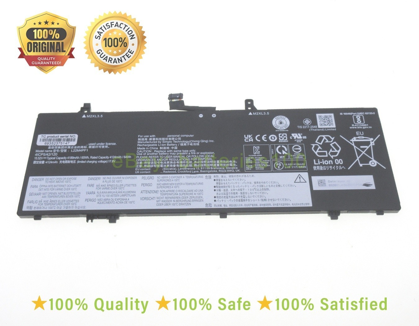 For Original new Lenovo Slim 7i 6 14APU8 14IAP8 14IMH9 L22M4PF1 L22D4PF1 battery
