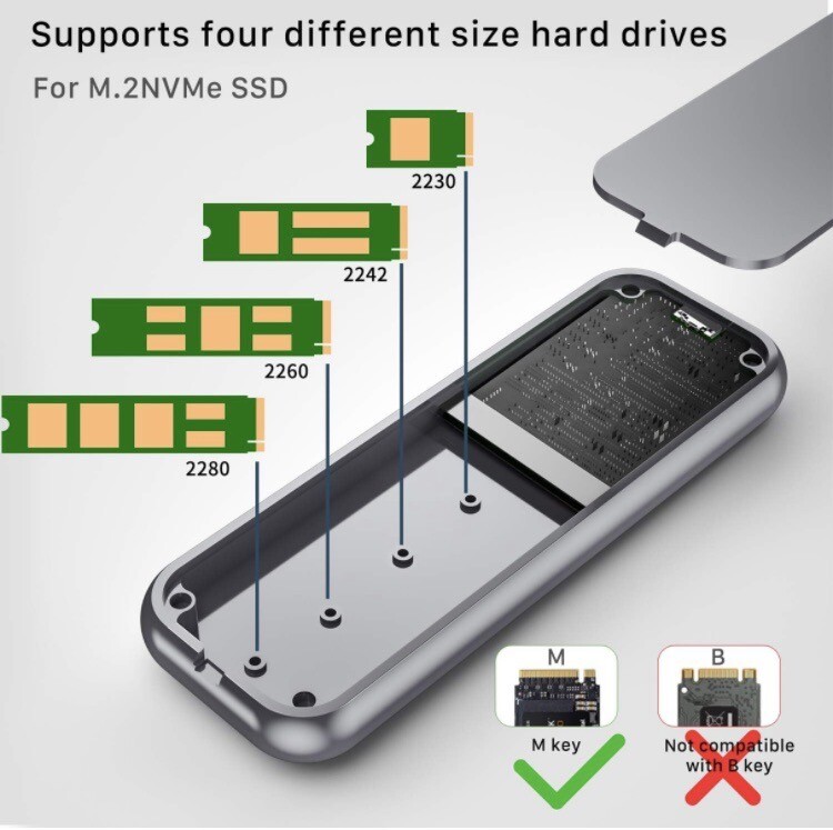BYEASY M.2 NVMe SSD Enclosure Adapter USB 3.1 GEN 2 with USB C 3 up to 10Gbps