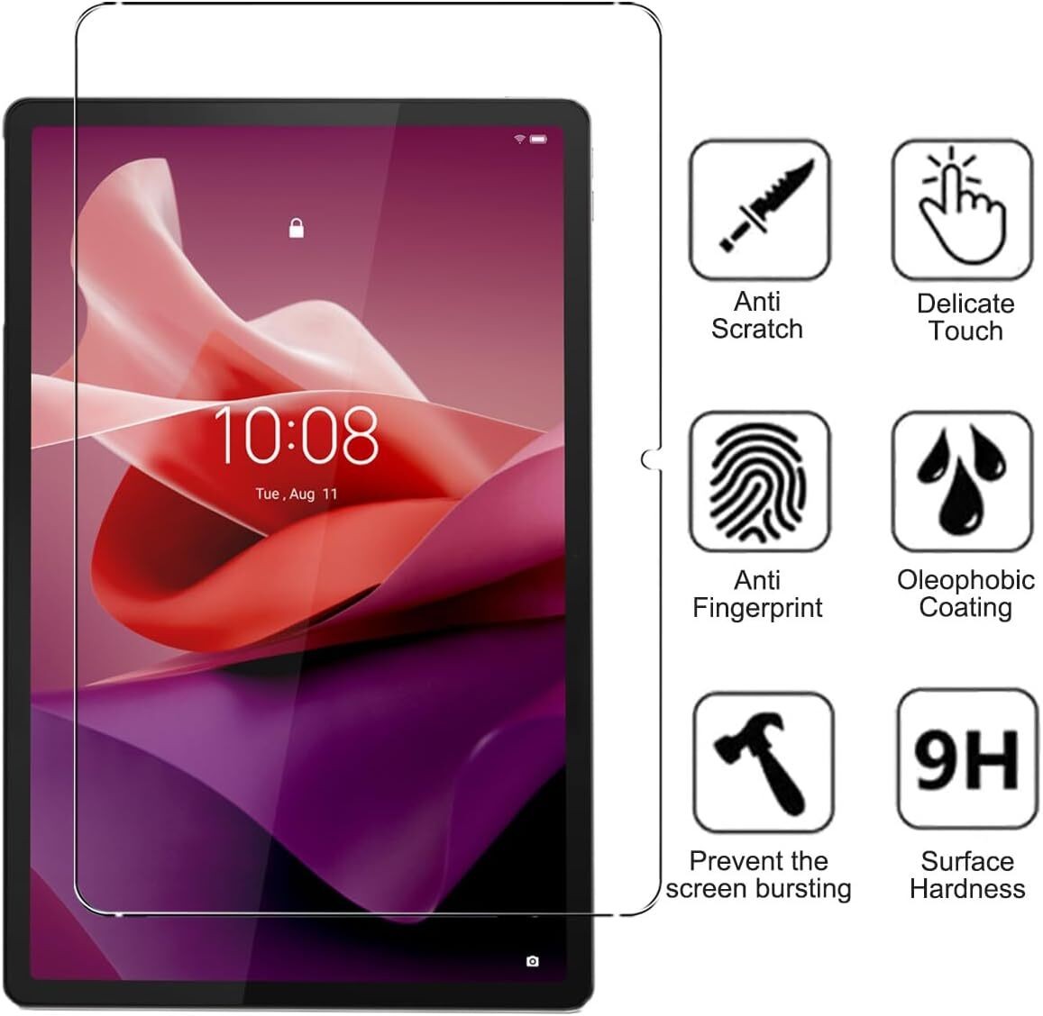 2Pcs for Lenovo Tab P12 12.7 in 2023 TB370F Screen Protector Tempered Glass Film