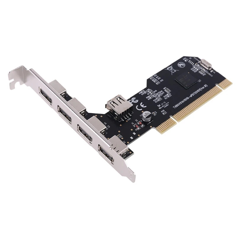 5 Ports USB 2.0 PCI Controller Expansion Card 480Mbps Converter NEC720101 Driver
