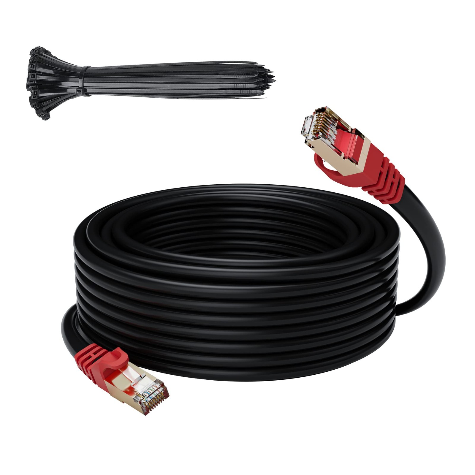 Cat 6E Cat 7 Outdoor Ethernet Cable 50 FT,10Gbps Heavy-Duty Shielded Internet…
