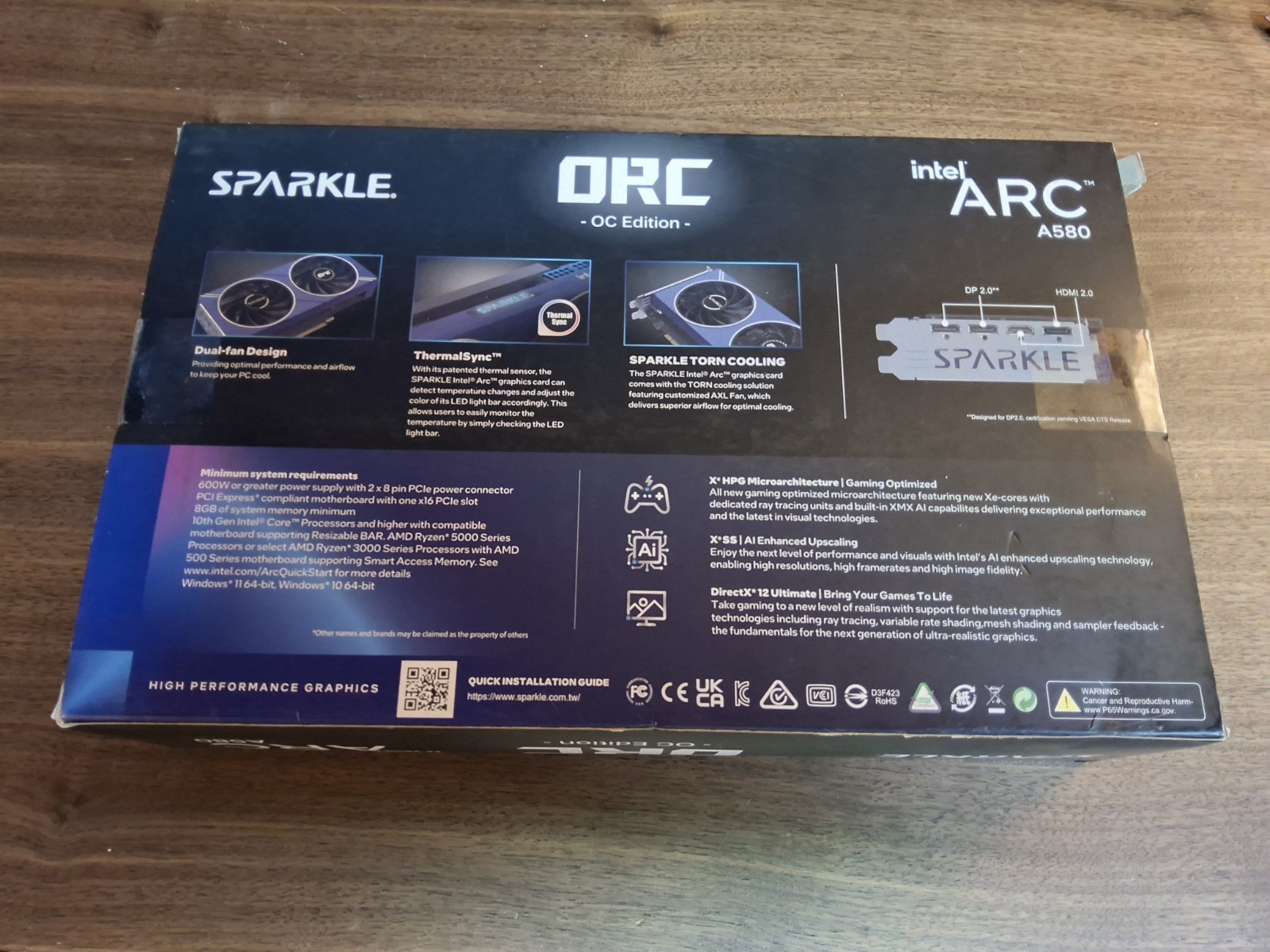 Sparkle ORC OC Edition Intel Arc A580 8GB GDDR6 Graphics Card