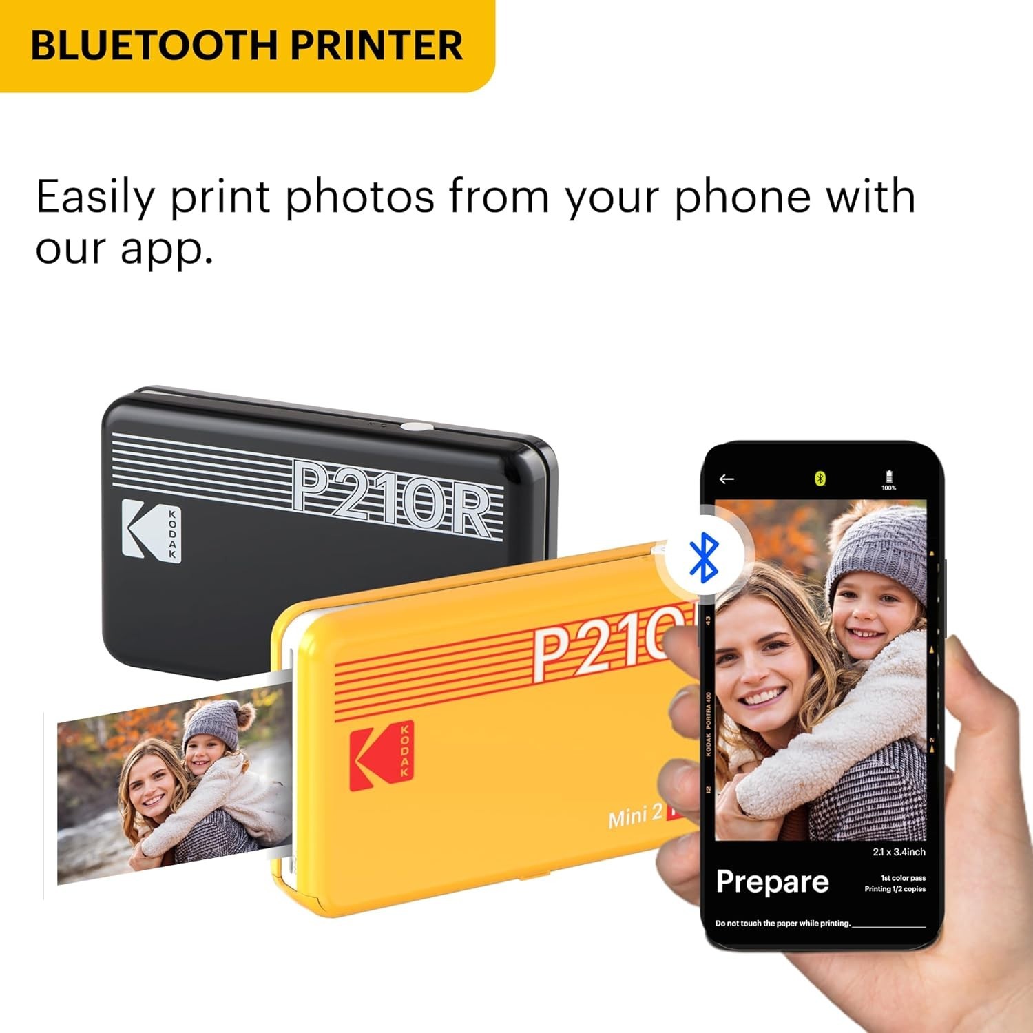 Compact Bluetooth Photo Printer with App Control – 38 Sheets of Quality