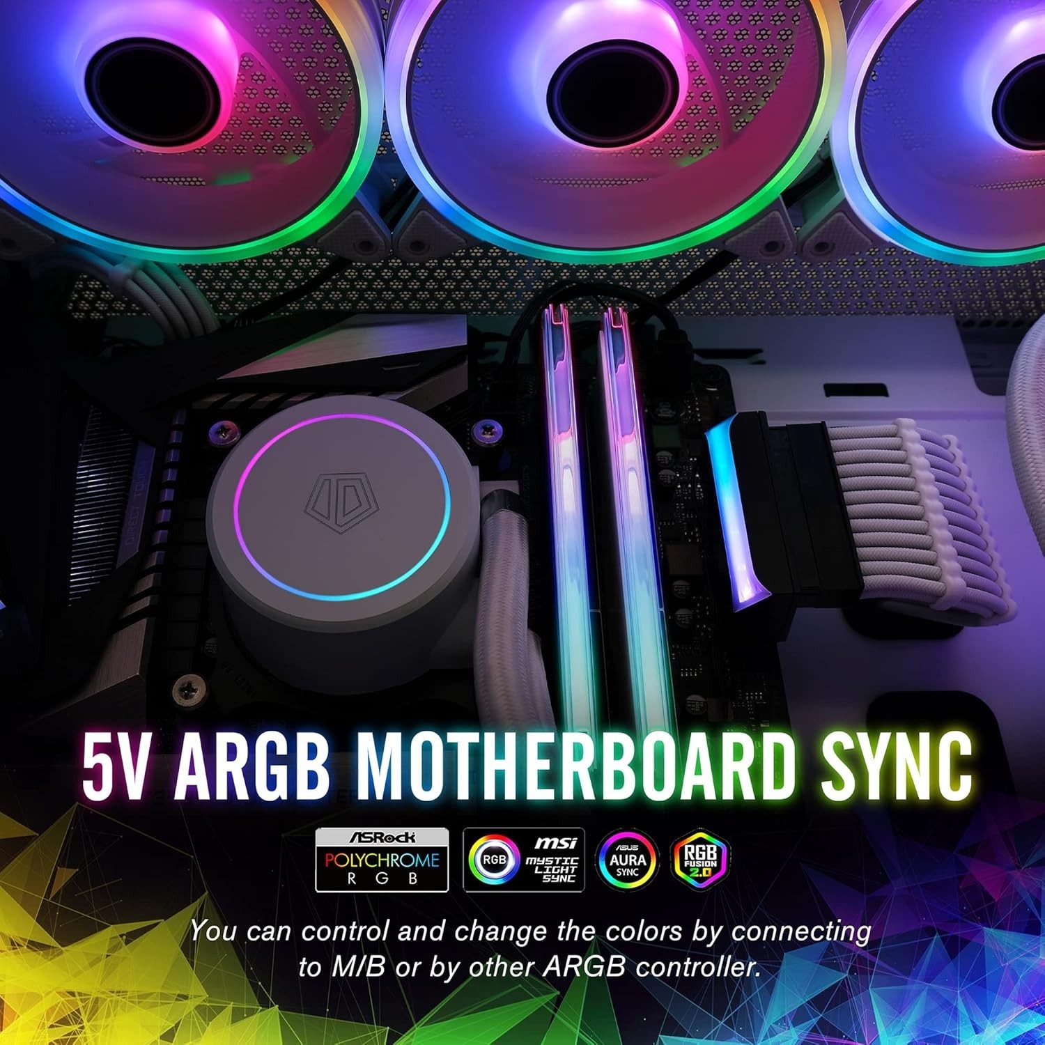 RGB Adaptor 5v ARGB 3-Pin 90 Degree ATX 24-pin EZDIY Power Connector Sync Mobo