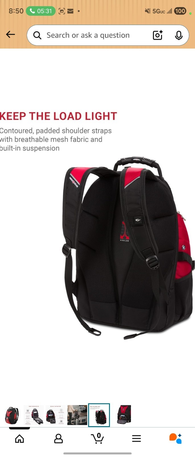 SwissGear 1900 Scansmart TSA 17-Inch Laptop Backpack, Black/Red