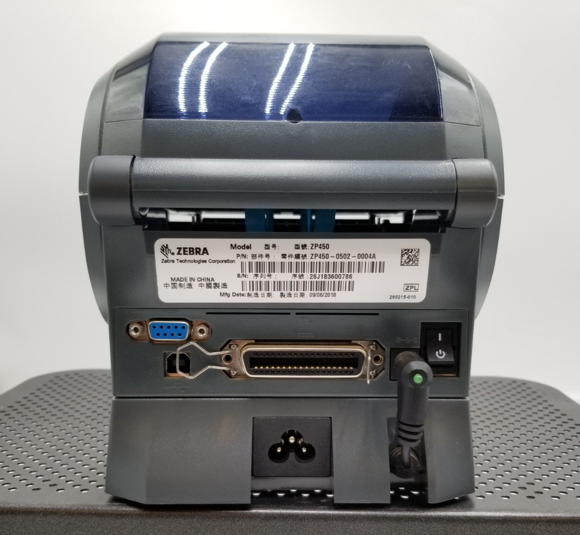 Zebra ZP450 Direct Thermal Shipping Label Printer (ZP 450) -FOR PARTS