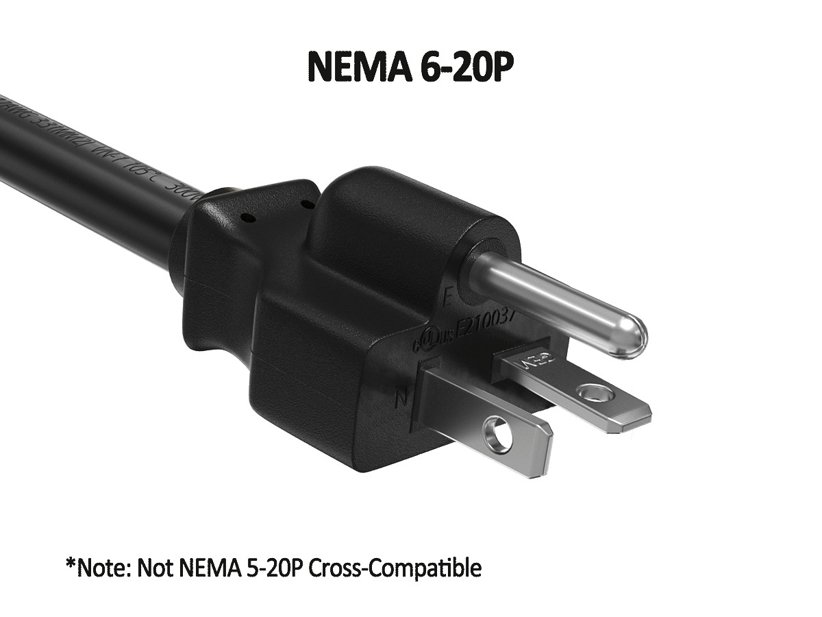 12 AWG Heavy Duty Power Cord 20A/250(NEMA 6-20P to IEC 320 C19) – 3/6/8/10/15 ft