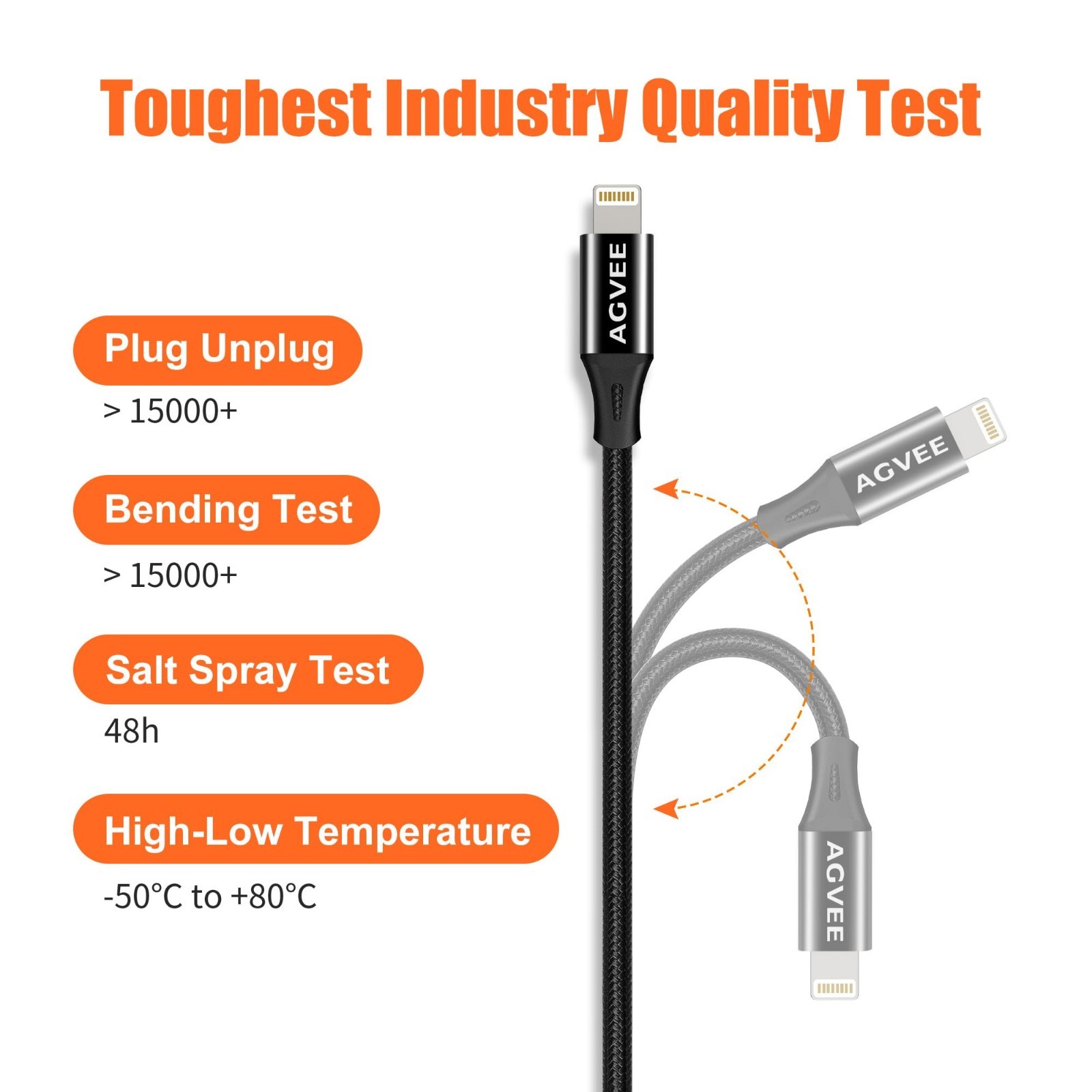 AGVEE 3.3ft Lightning Extension Cable, Braided Female to Male Extender Full Func
