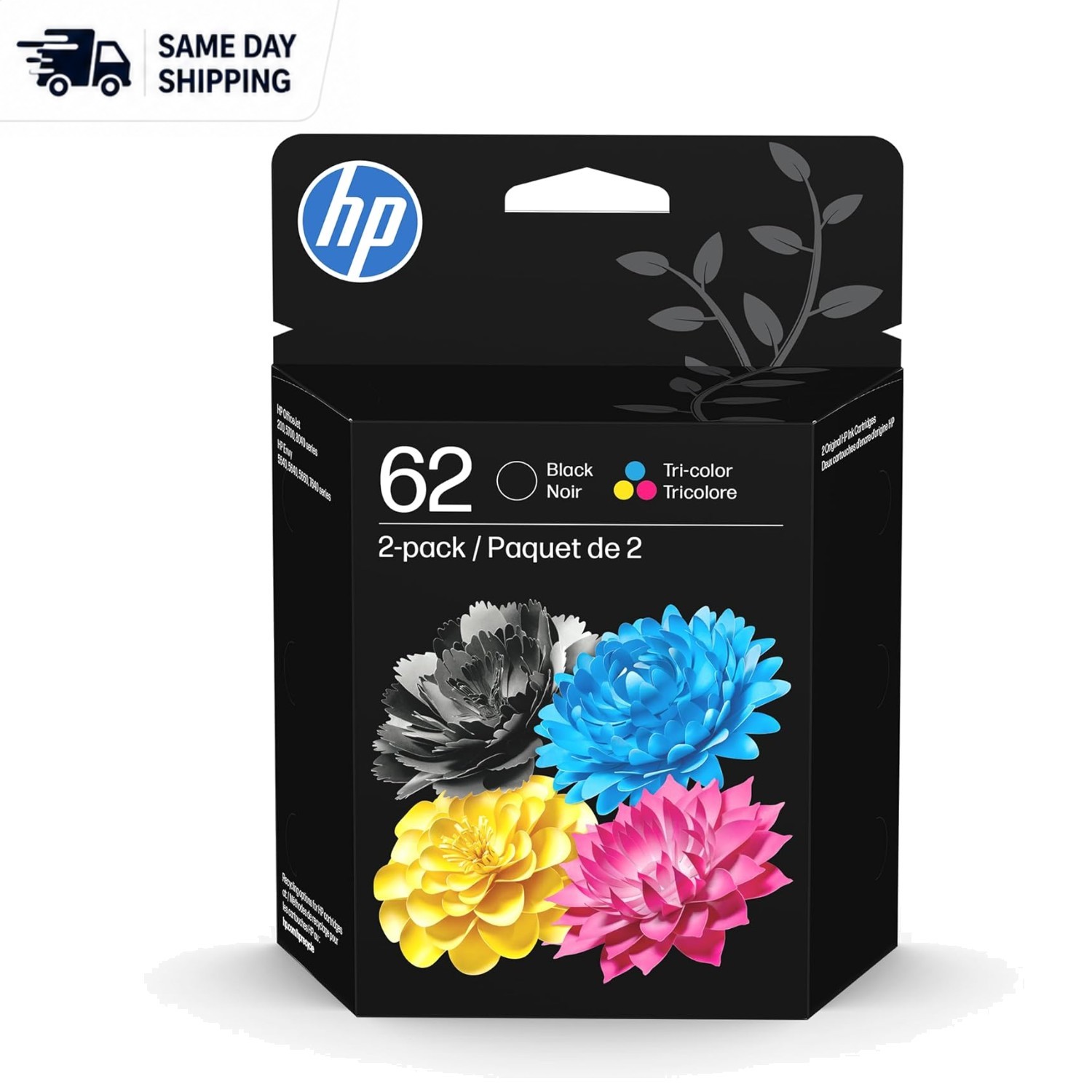 Genuine HP 62 Black/Tri-Color Ink 2-Pack | 200 Page Yield | Instant Ink Eligible