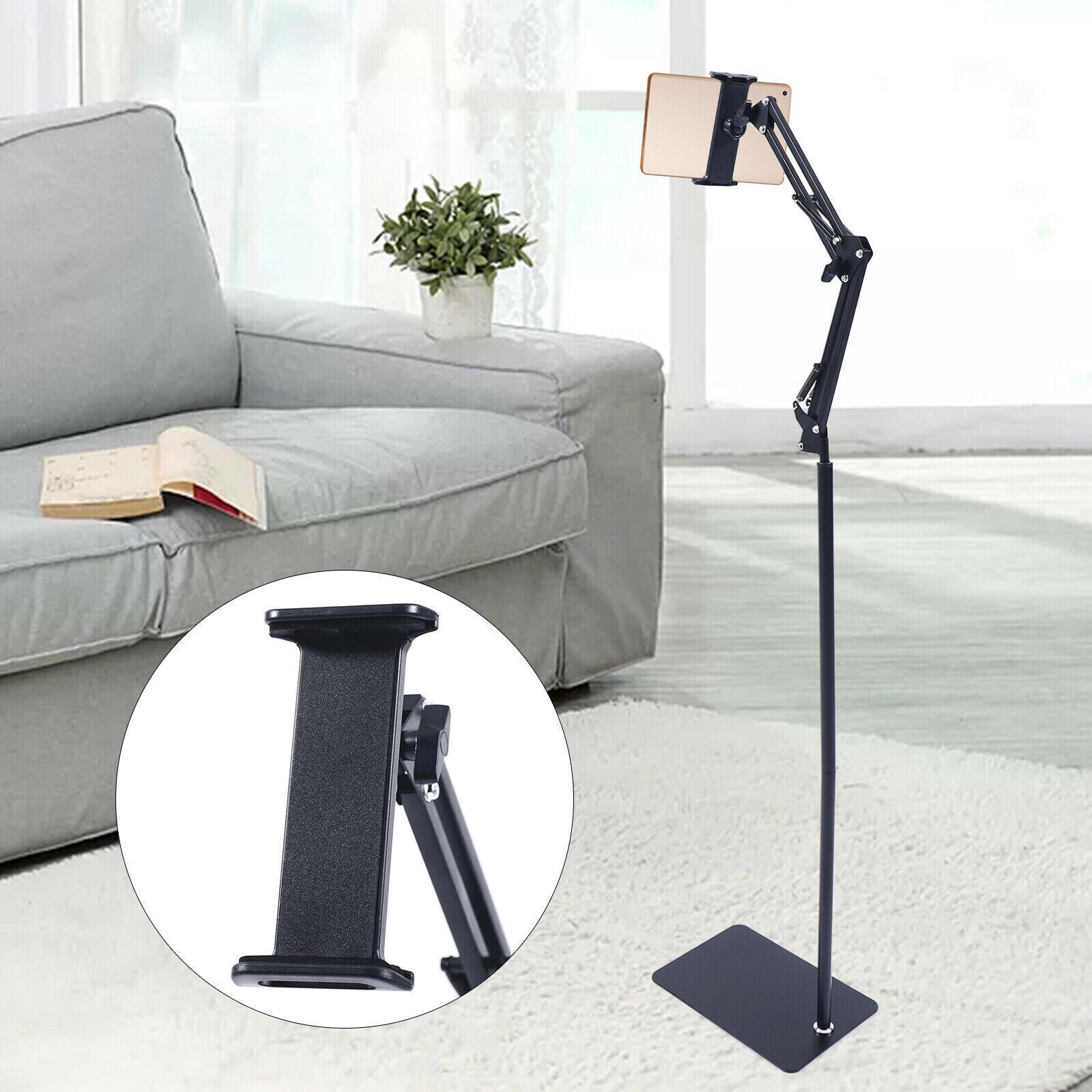 Universal 360° Tablet Holder Floor Stand Clamp Adjustable for 4-11in Phone iPad