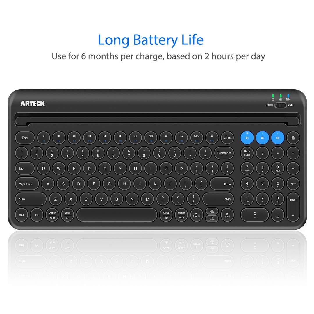 Wireless Bluetooth Keyboard BuiltIn Cradle For Windows iOS Android Mac