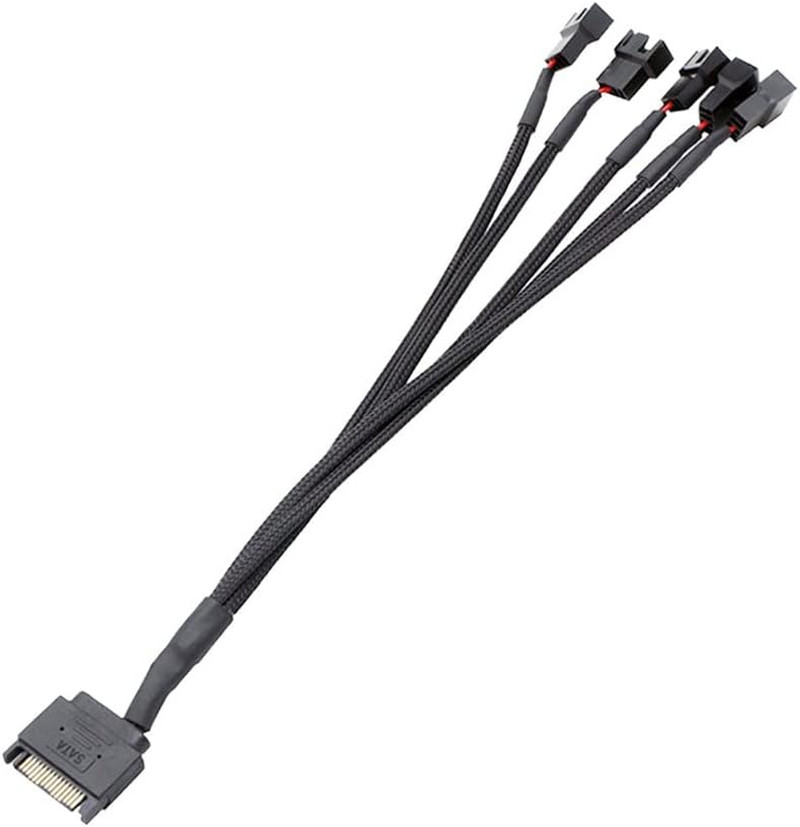 SATA to 3 Pin / 4 Pin Fan Adapter, 15 Pin SATA to 12V PC Case Fan Splitter Exten