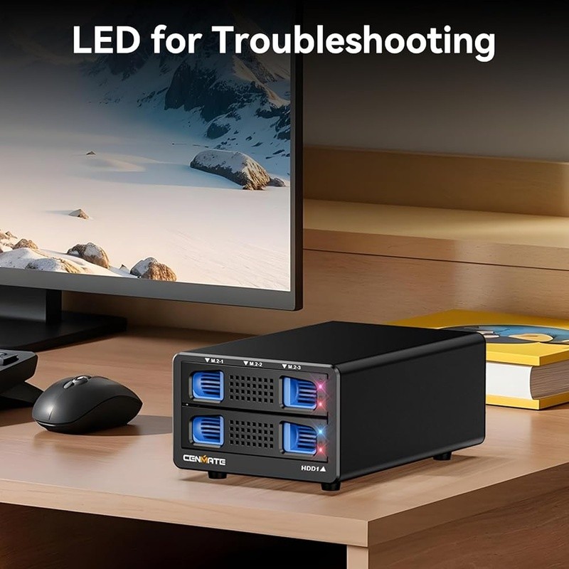 Hybrid HDD NVMe SSD Enclosure Up to 46TB 10Gbps USB 3.2 Tool-Free Installation