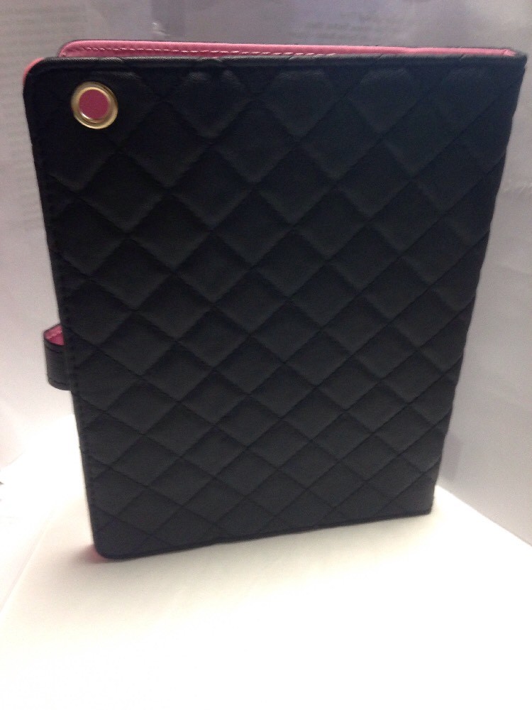 Full Cover Synthetic Leather Case For IPad 2/3/4 Black With Gold Accents