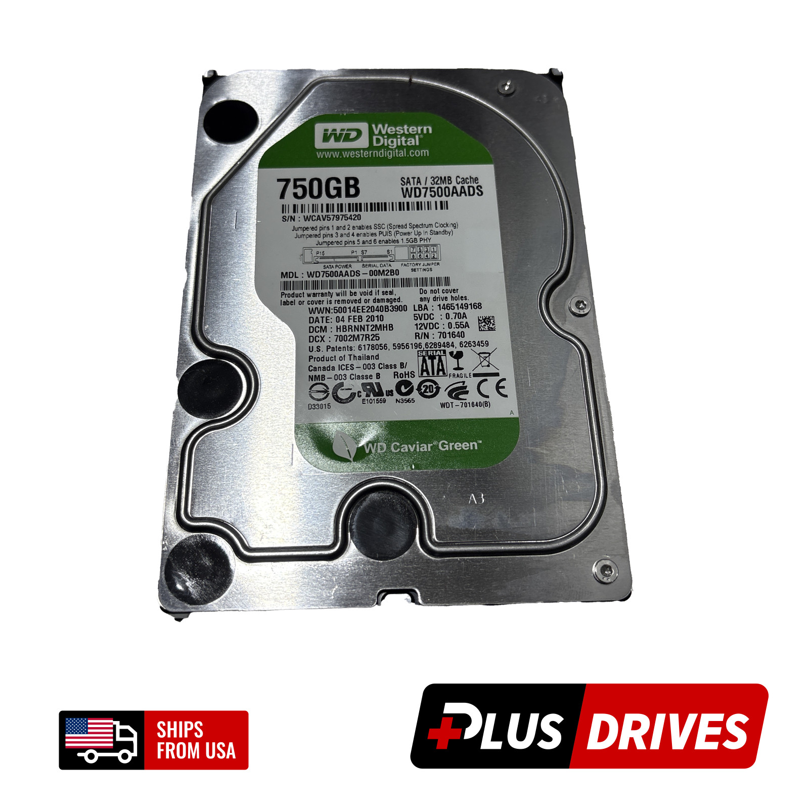 750GB SATA Western Digital 3.5″ WD Green 3Gbps 5.4K RPM Desktop Hard Drive