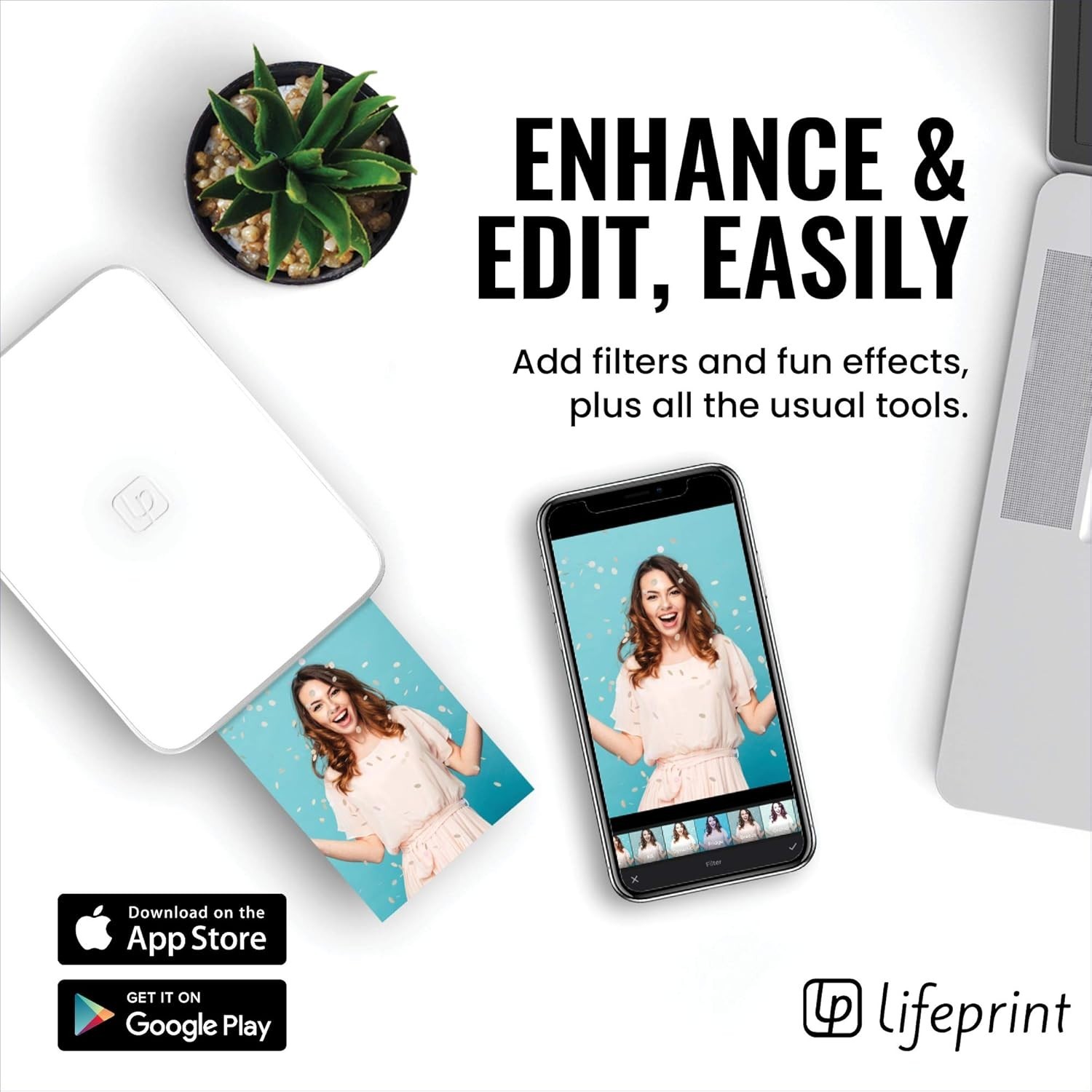 Lifeprint Ultra-Slim Photo & Video for iPhone Printer Bluetooth Portable 3×4.5in