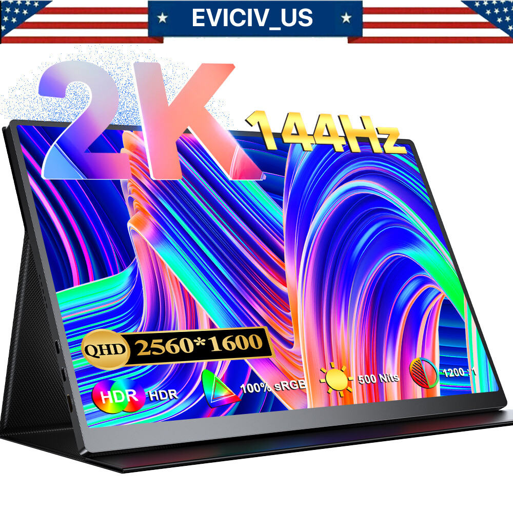 EVICIV 144Hz 2K Portable Monitor 16″ 2560*1600 QHD Anti Glare Screen For Switch