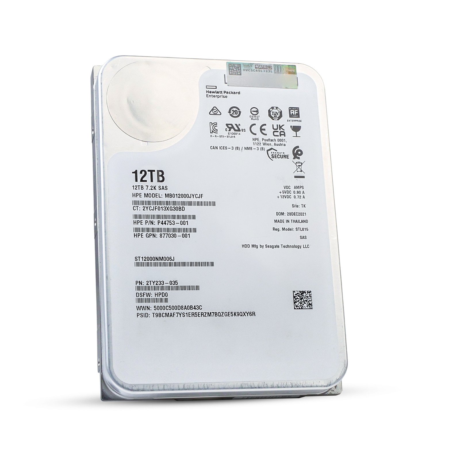 HP/Seagate Exos X16 12TB ST12000NM006J 7.2K RPM SAS 12Gb/s 512e 3.5″ HDD