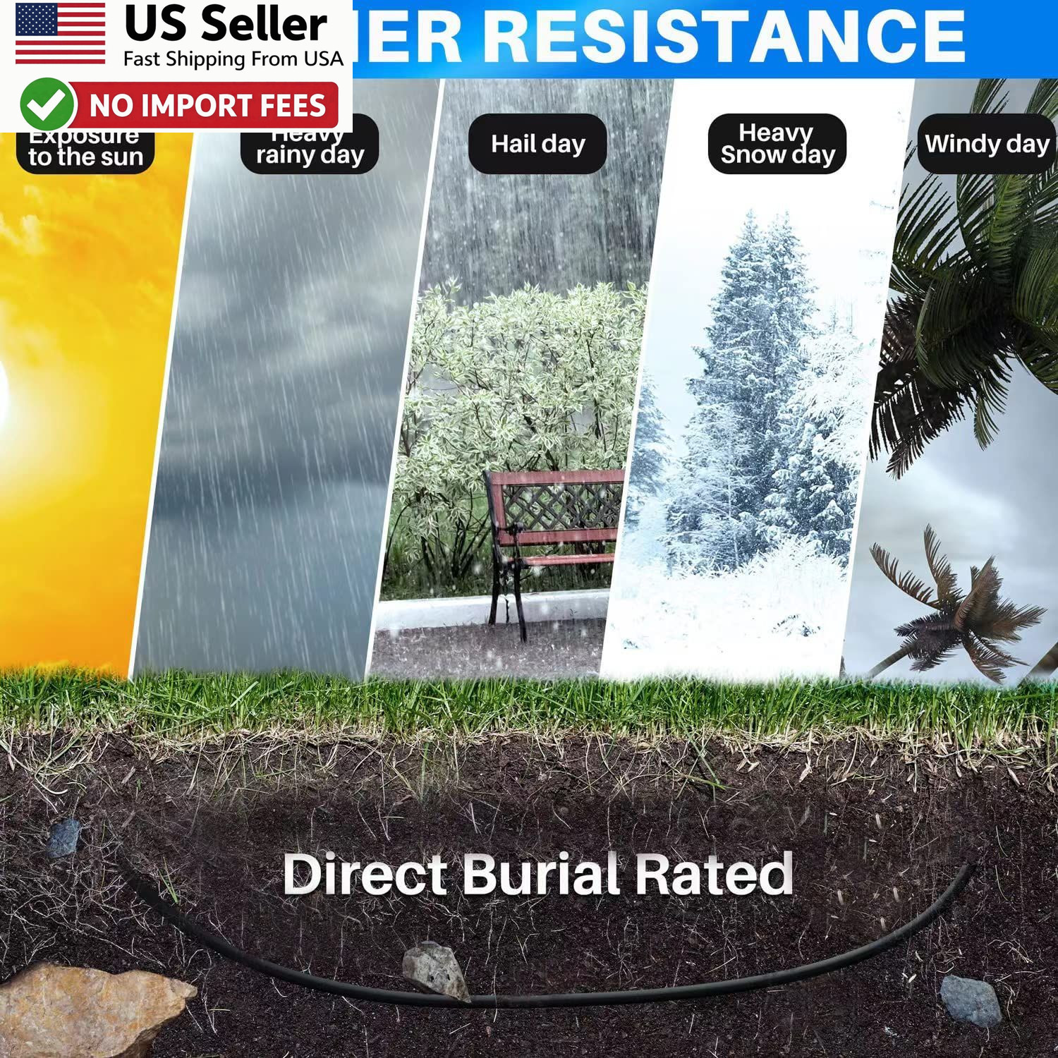 Adoreen Cat6 250ft Outdoor Ethernet Cable Waterproof Direct Burial RJ45 FROM USA