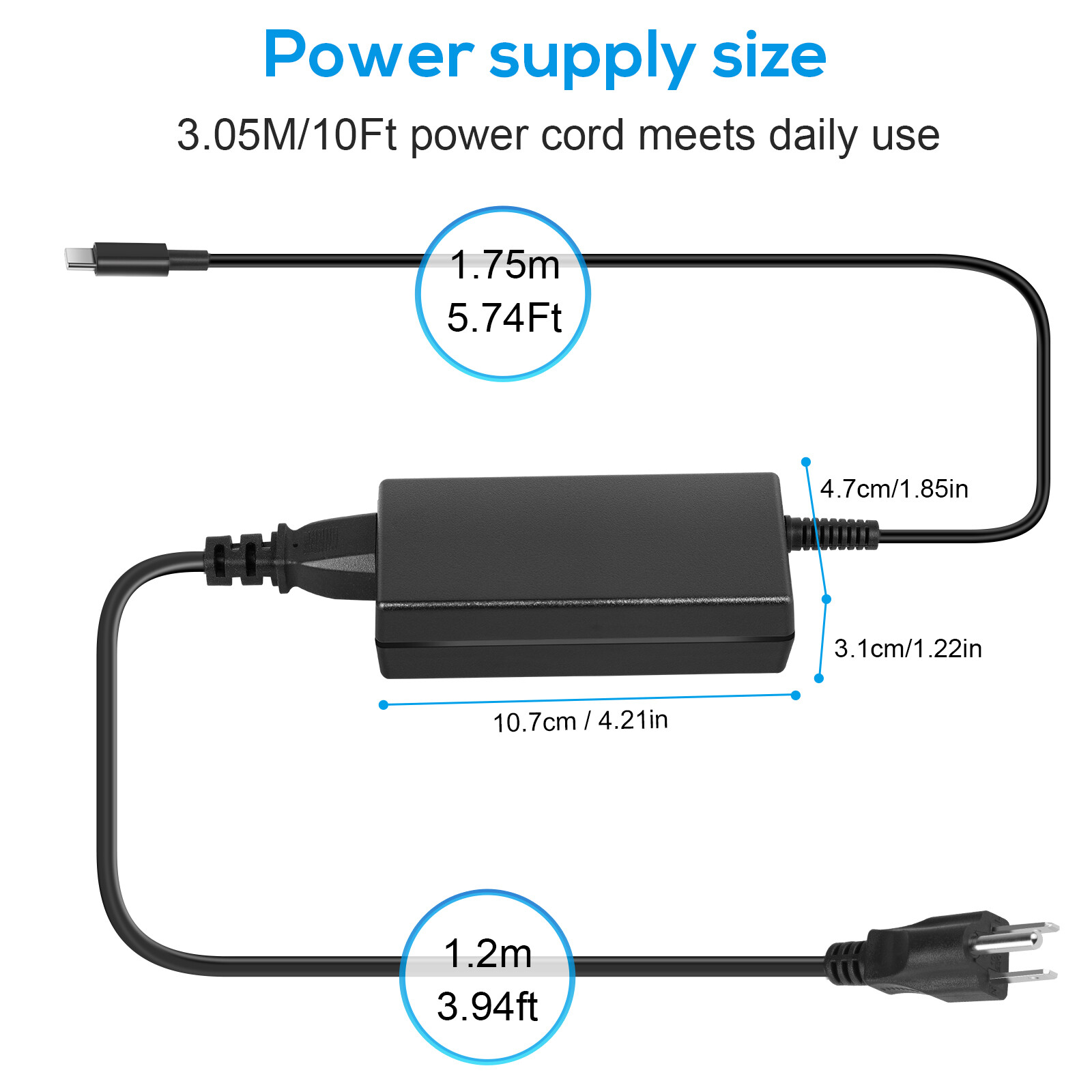 PD 45W/65W/90W Universal USB-C Type-C Adapter Laptop Charger Power Supply Cord