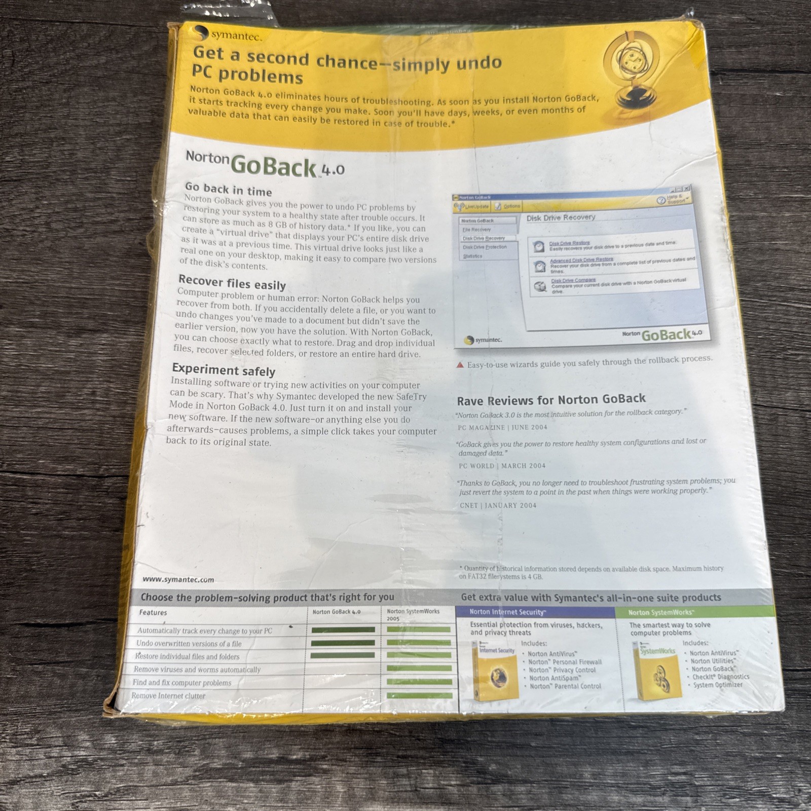 Symantec Norton GoBack 4.0 Factory Sealed Windows XP 2000 ME 98 New NOS