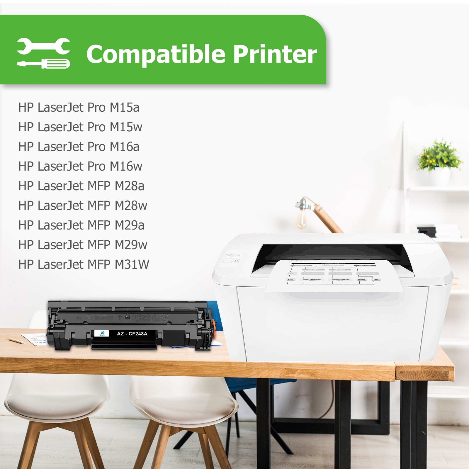 2PK CF248A 48A Toner Cartridges for HP LaserJet Pro M29W M28W M28a M15w M31w M16