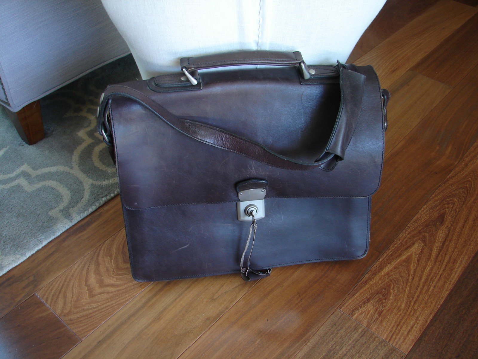 Wilsons Leather Clasp Buckle Laptop BriefcaseTravel Bag Satchel Brown