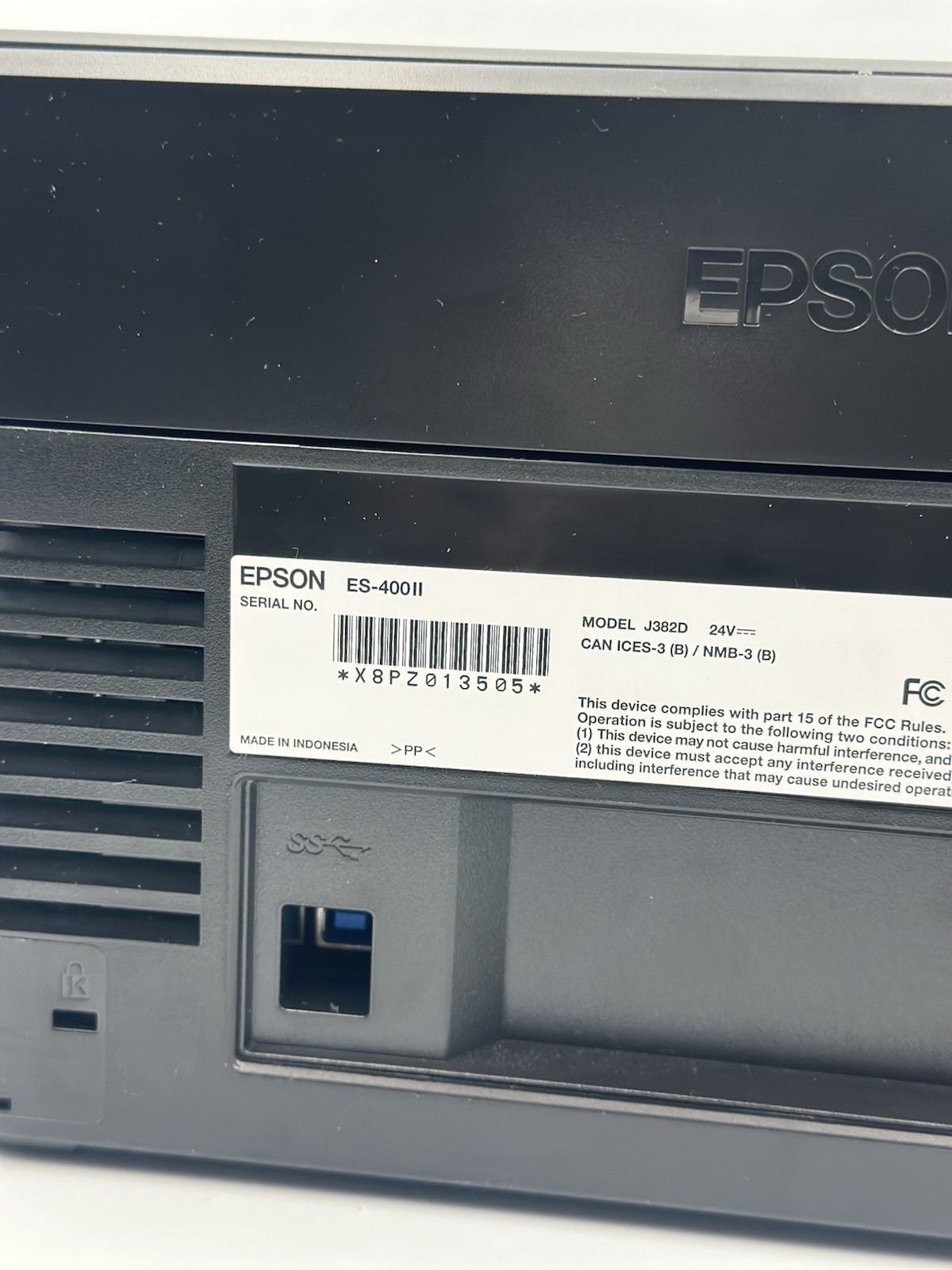 Epson Workforce ES-400 II Color Duplex Desktop Document Scanner- No Power Cable