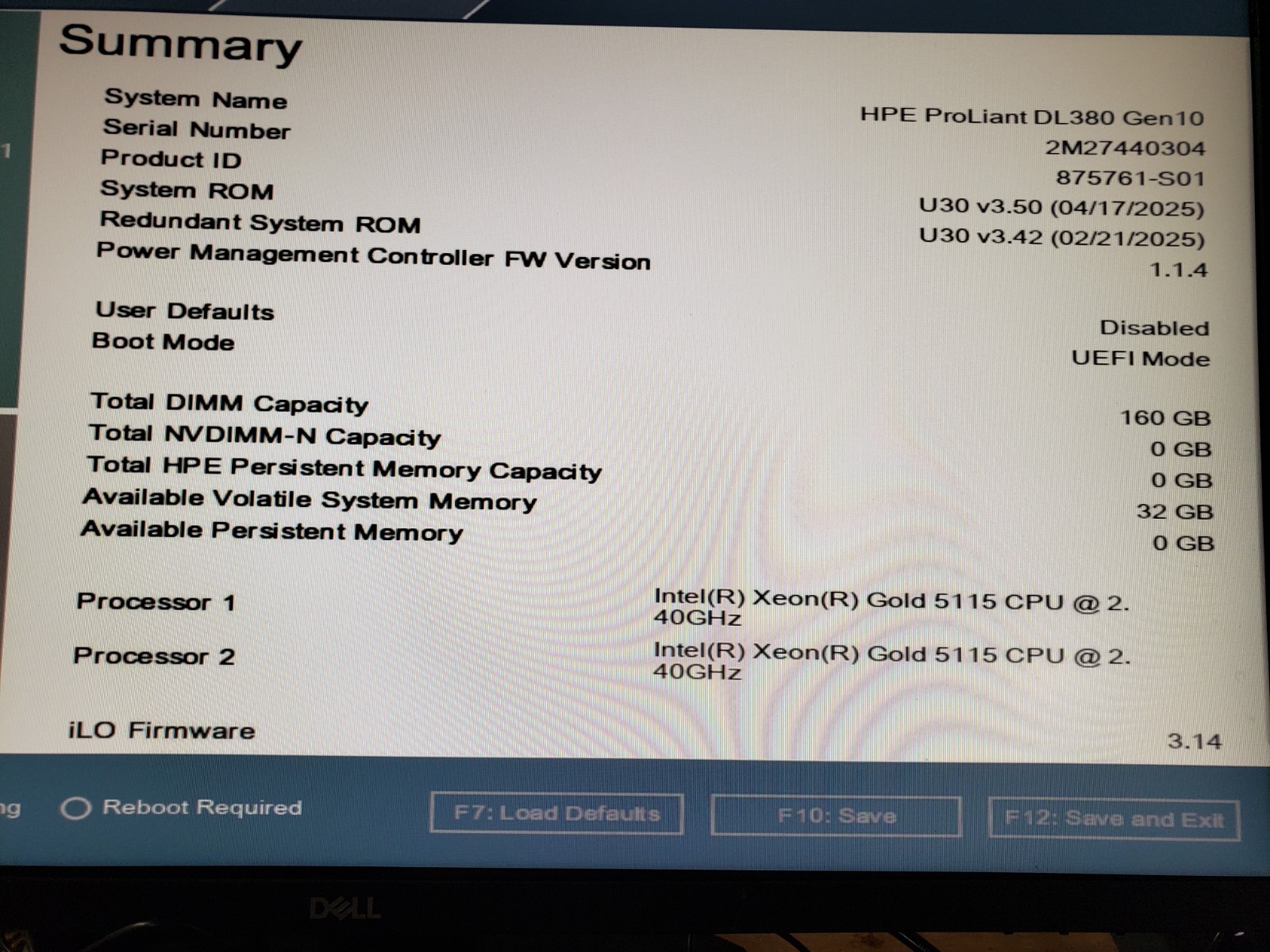 HP PROLIANT DL380 GEN10 (2)XEON GOLD 5115|RAM(2x64GB)(2x16GB)| 2x1TB & 3x2TB HDD