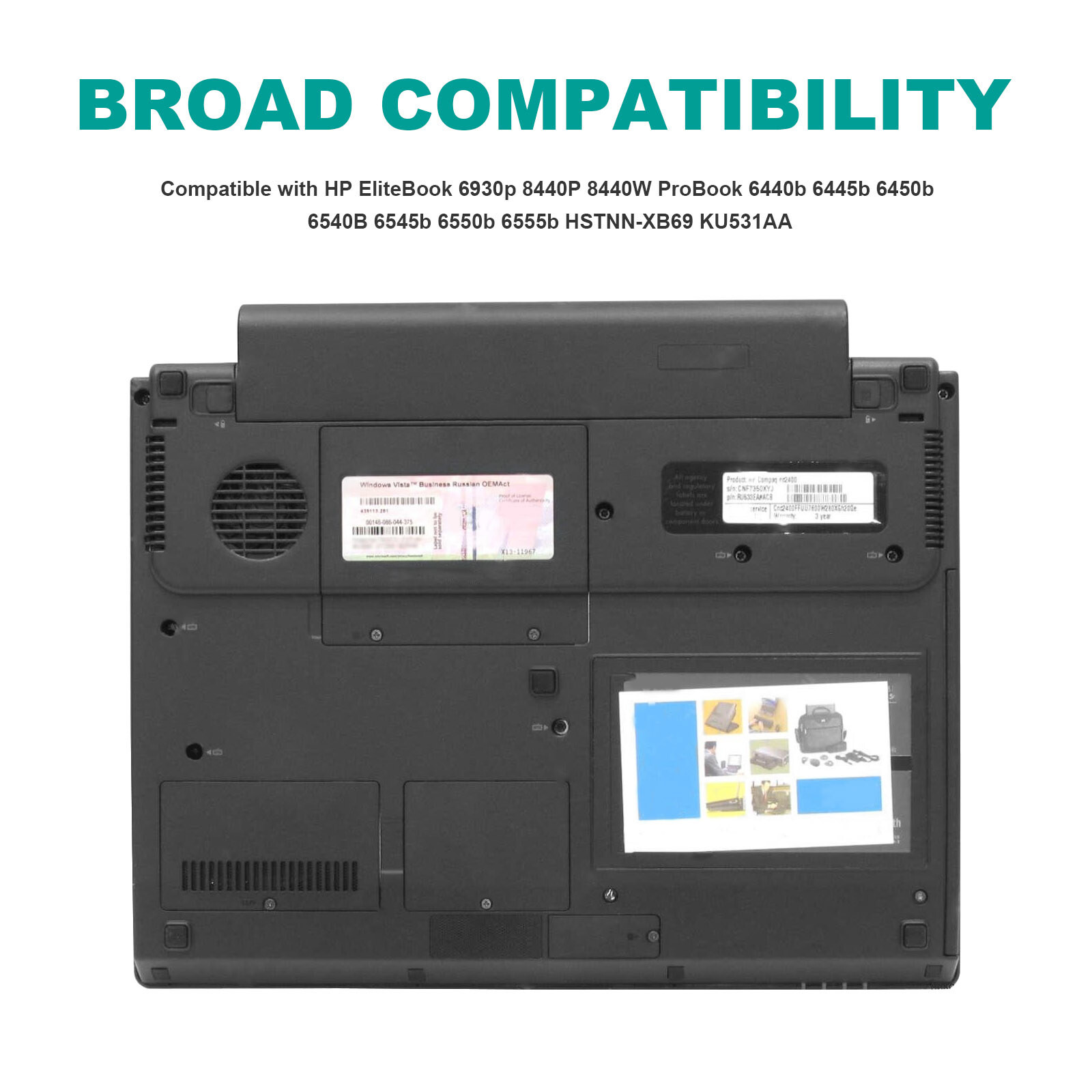 Battery for HP EliteBook 2530p 2540p NC2400 2533t HSTNN-FB22 EH767AA 5200mAh