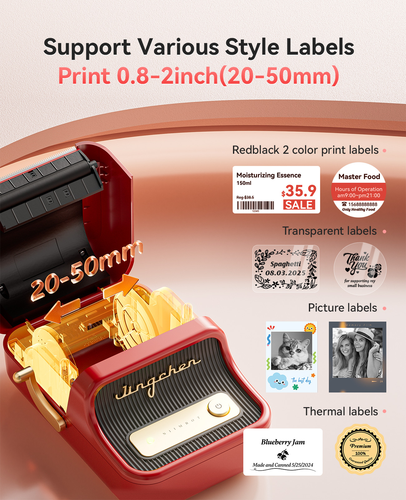 NIIMBOT B21 Pro Label Maker, 300 DPI HD Photo Bluetooth Printer, Thermal Tape