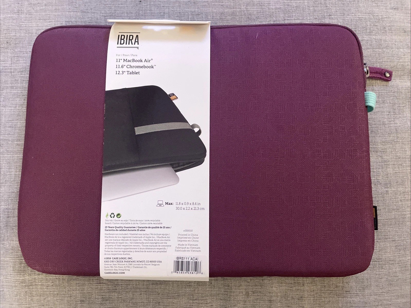 Case Logic Ibira 13.3″ Laptop Sleeve IBRS113BLK 13 Macbook Pro 13.3″ Laptop Açaí