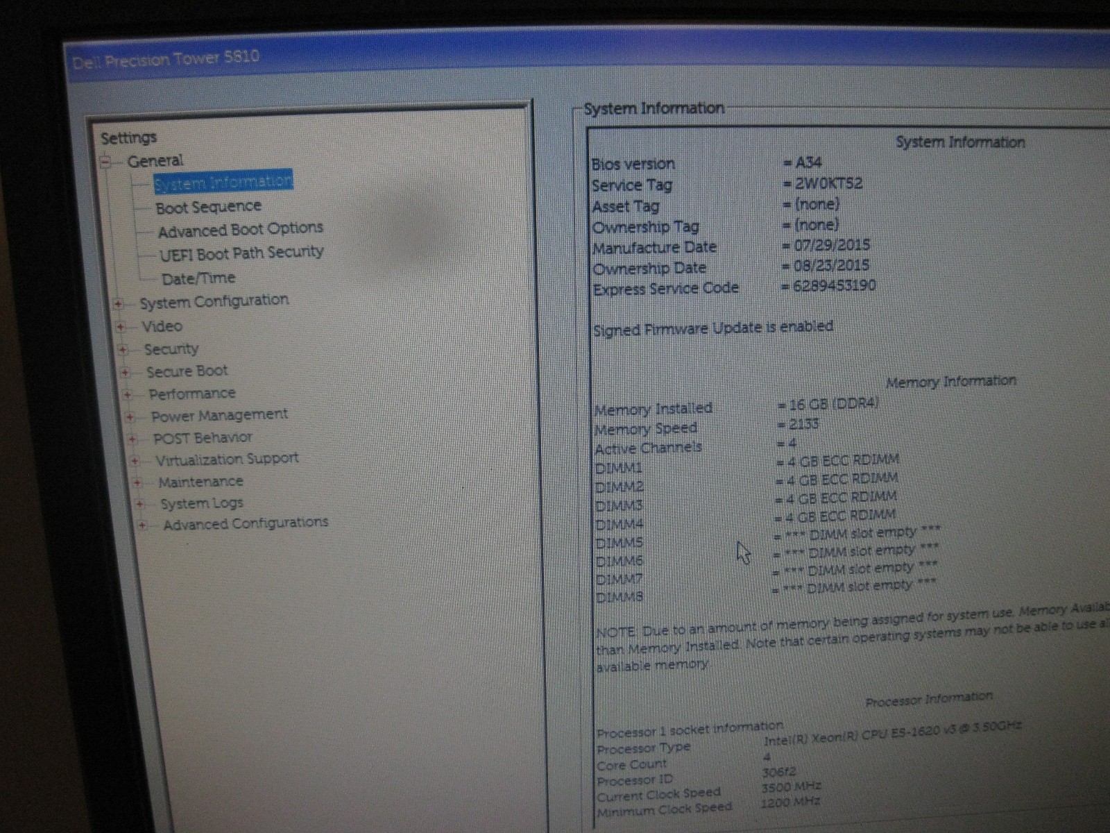 Dell Precision T5810 LGA 2011-3 Motherboard w/ Intel Xeon E5-1620 V3 CPU SR20P