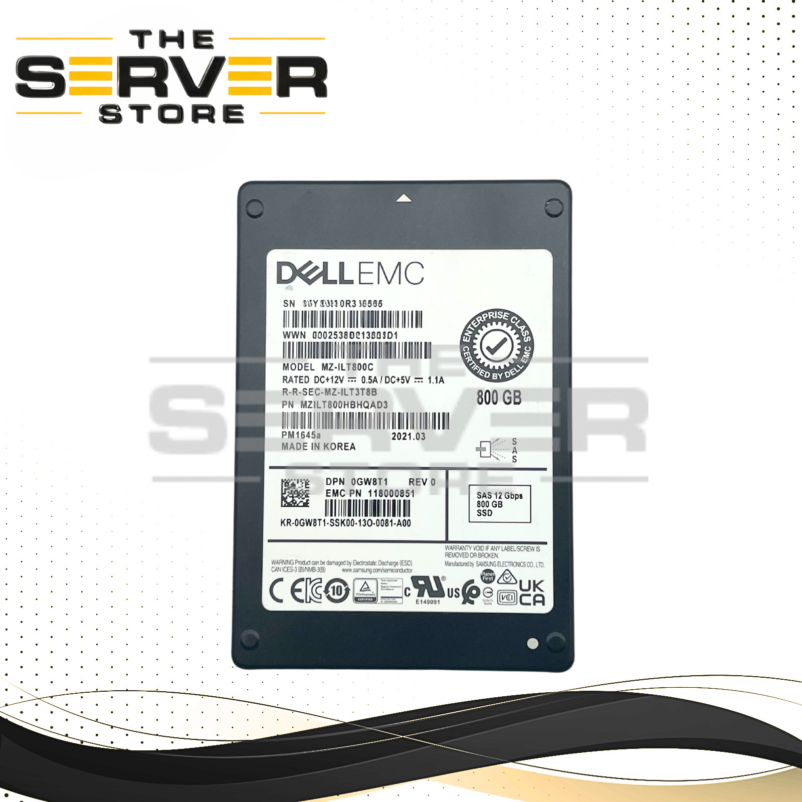 Dell EMC 800GB SAS 12G MU SFF 2.5″ SSD Samsung PM1645a MZ-1LT800C 0GW8T1 GW8T1