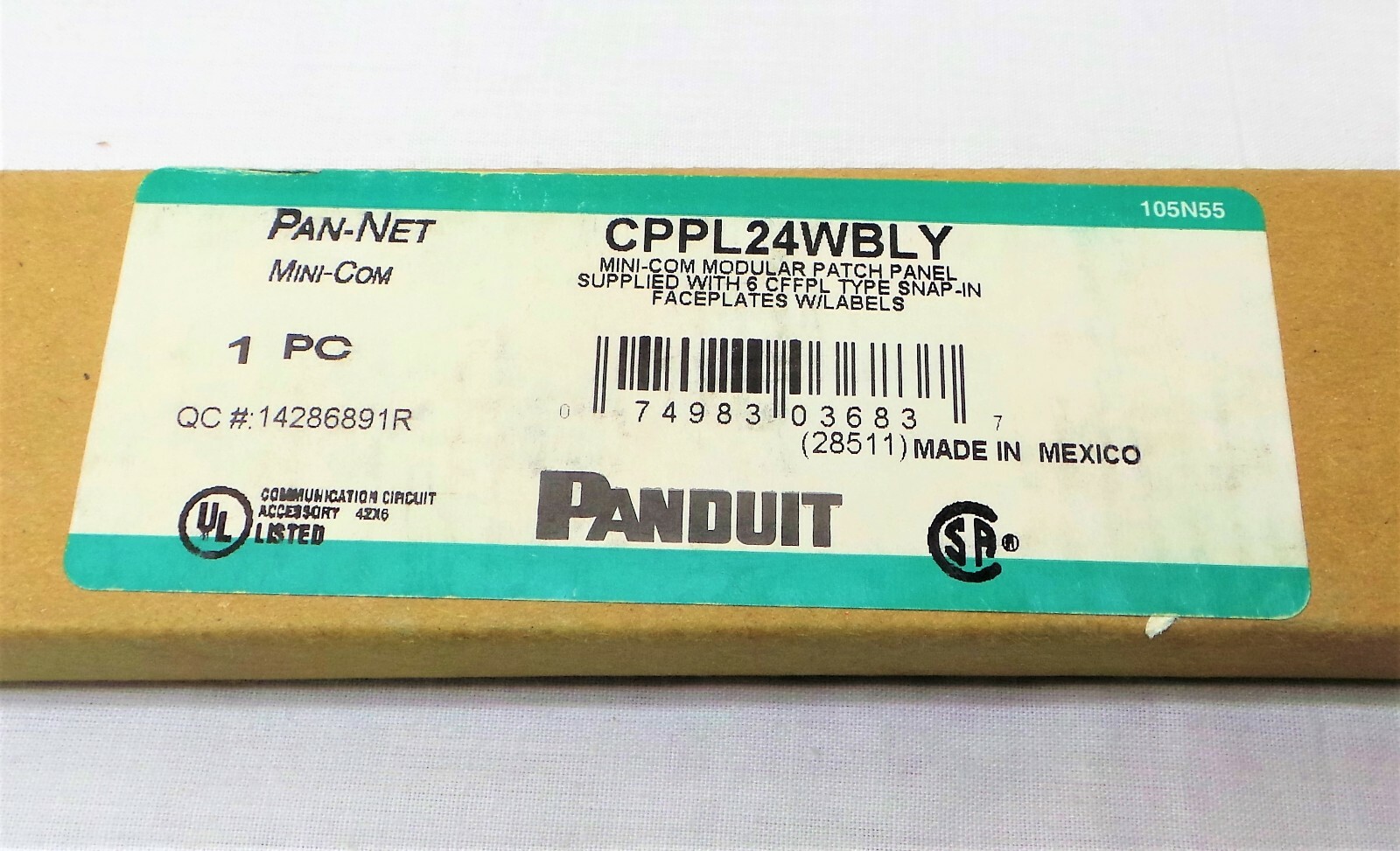 PANDUIT CPPL24WBLY Patch Panel,Mini-Com,Rack Mt,24 Port