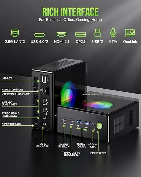 GMKtec K11 Mini PC AMD Ryzen 9 8945HS Mini Gaming Computer 32GB DDR5 1TB SSD