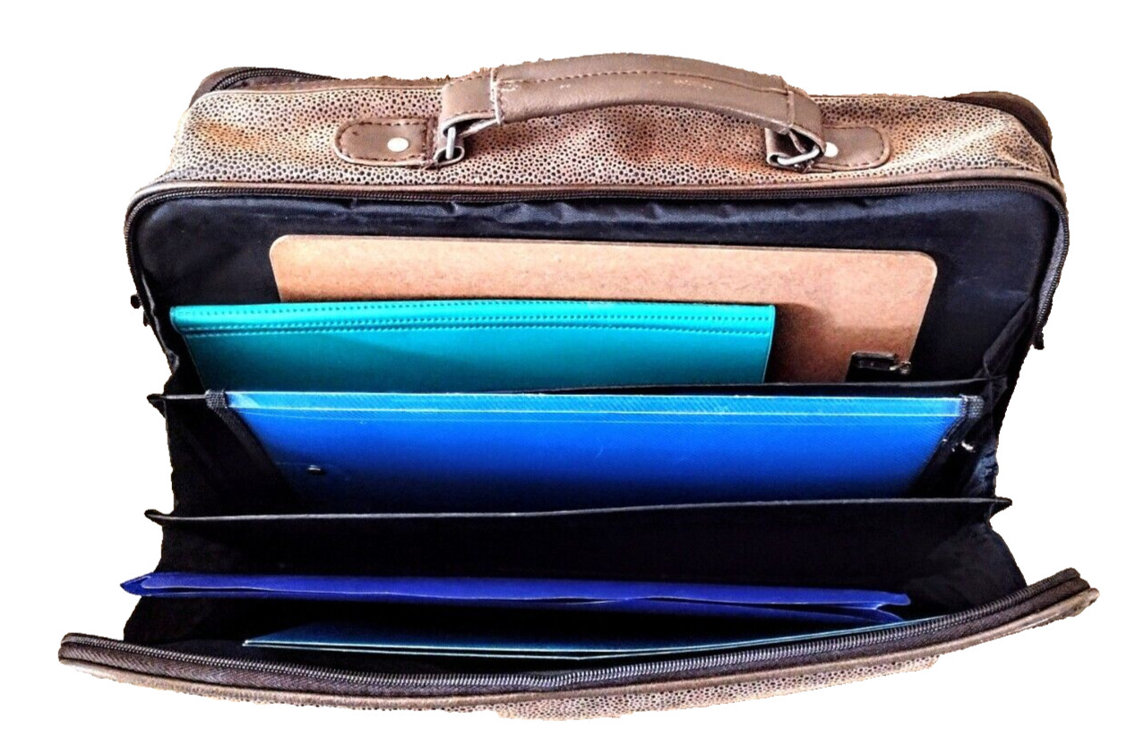 Pebble Grain Taupe Faux Suede Leather Messenger Briefcase ~ Laptop (17″) Bag GVC
